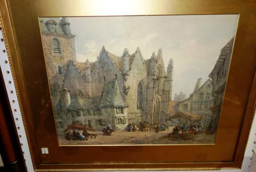 W. F. Hooke (late 19th century), Josselin, Brittany; Paderborn, two watercolours, the larger 32cm x 41cm; together with a further watercolour of a cou