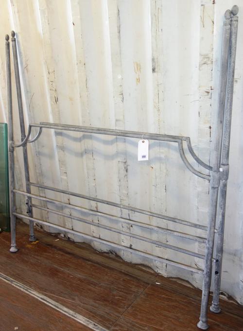 OKA; A 20th century grey painted double bed with mattress, 157cm wide x 212cm long.  M9