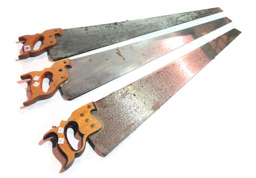 Three early 20th century metal saws, 98cm long.   S5T