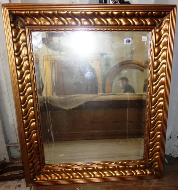 A 19th century rectangular gilt framed wall mirror and a walnut over mantel mirror, (2).  A2
