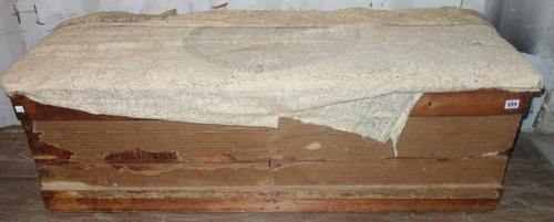 A late Victorian pine rectangular trunk, with upholstered top, 128cm wide.   K6