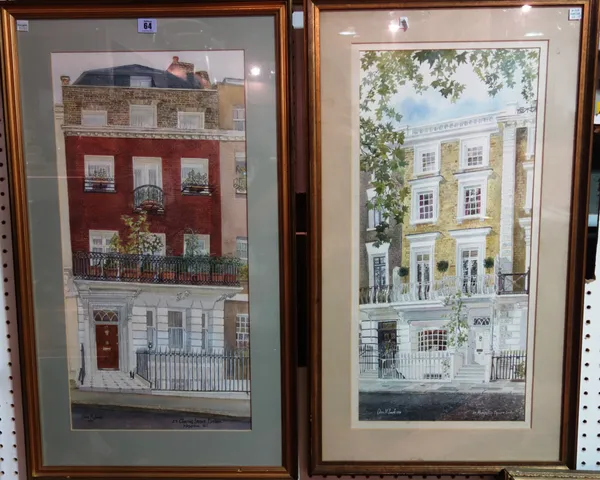 Eileen M. Smith (20th century), 27 Charles Street, London, Mayfair W1, watercolour, signed, inscribed and dated 1990, 66cm x 32cm.   I1