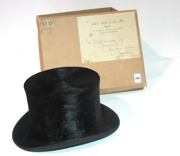 A brushed silk top hat, Woodrow London.  S11M