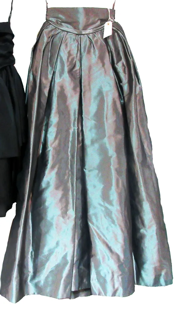 Designer Clothing, comprising; A Haute Couture Carven  long silver high waisted skirt, (approx size UK 6/8)    RAIL