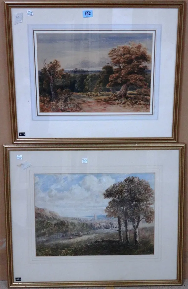 Arthur Gordon (1883-1944), A Stag Park; Landscape with distant view of Windsor Castle, two watercolours, one signed and dated 1882, the larger 31cm x