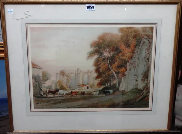Henry Edridge (1769-1821), Furness Abbey, watercolour, signed and dated 1814, 32cm x 45cm.