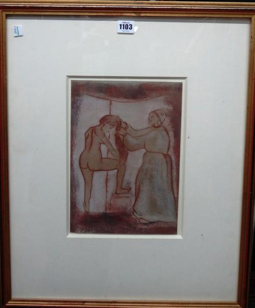 Follower of Suzanne Valadon, Combing hair, pastel, bears a signature, 30cm x 21cm.