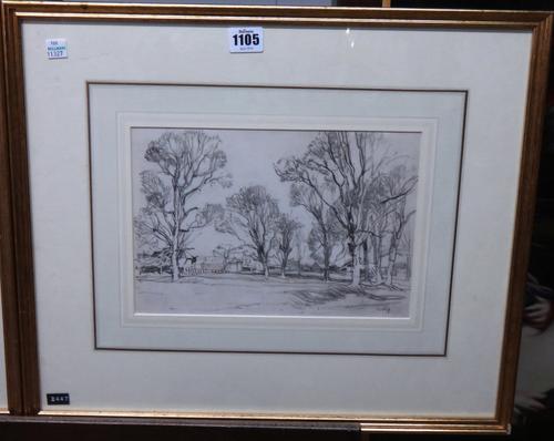 Attributed to Sir William Russell Flint (1880-1969), Wooded landscape; View of a ruined Abbey, two, pencil sketches, bear initials, each 19cm x 27cm.(