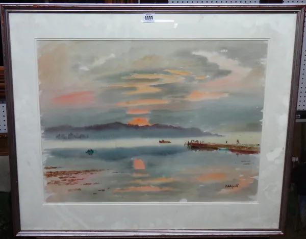 Roland Vivian Pitchforth (1895-1982), Estuary scene, watercolour, signed, 46cm x 61cm.DDS