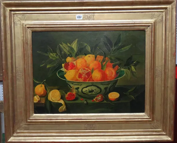 Italian School (20th century), Still life of oranges and pomegranates, oil on canvas, 43cm x 59cm.  After-Sale