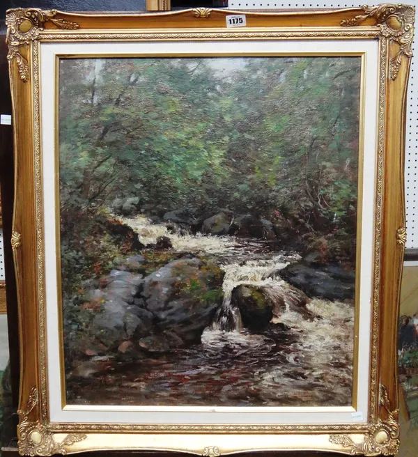 Joseph Morris Henderson (1863-1936), A rocky woodland stream, oil on canvas, signed, 60cm x 50cm.