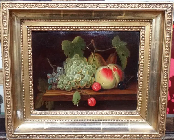 Dutch School (19th century), Still life of fruit, oil on panel, bears an indistinct monogram and date, 22cm x 29cm.