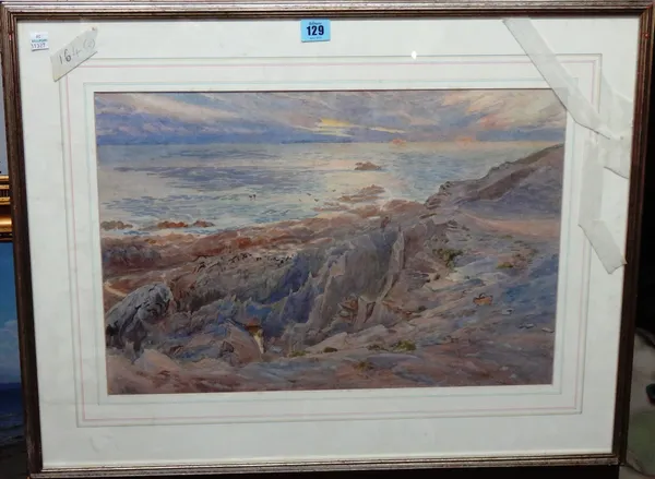 English School (19th century), A rocky coastline, watercolour, 34cm x 51cm.  F1