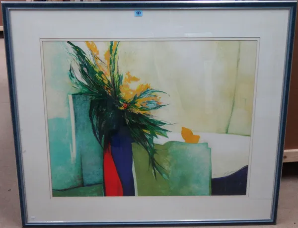 Claude Gaveau (b.1940), Still life, colour lithograph, signed and numbered 118/180, 70cm x 88cm. G1