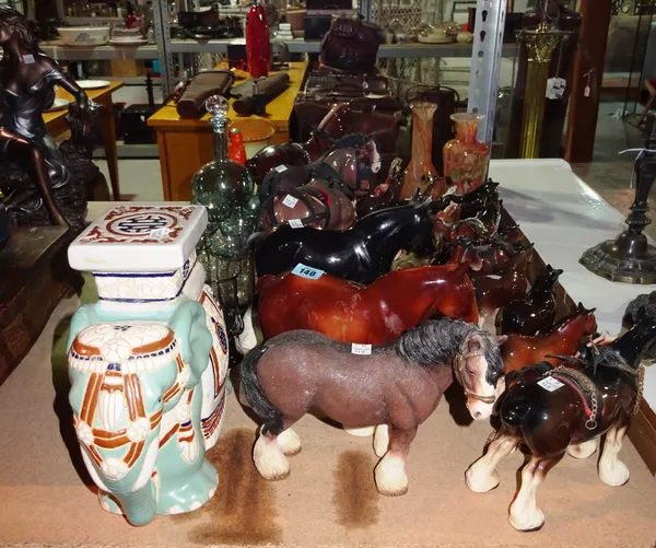 Ceramics, including; a large quantity of Beswick and Beswick style models of horses and small quantity of glass and sundry decorative objects, (qty).