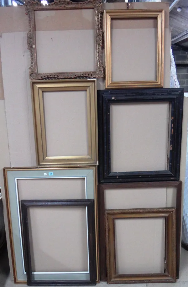 A group of eight assorted 20th century frames, various sizes, (8).  CAB