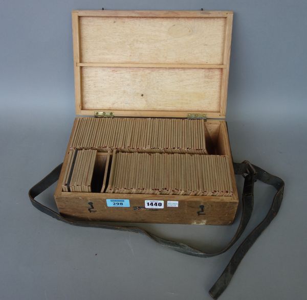 A quantity of magic lantern slides, circa 1950, nude and erotica against naturalistic settings, (approximately 120).  Illustrated