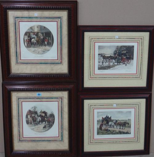 After George Wright, Coaching scenes, a group of four prints with hand colouring, (4). E1