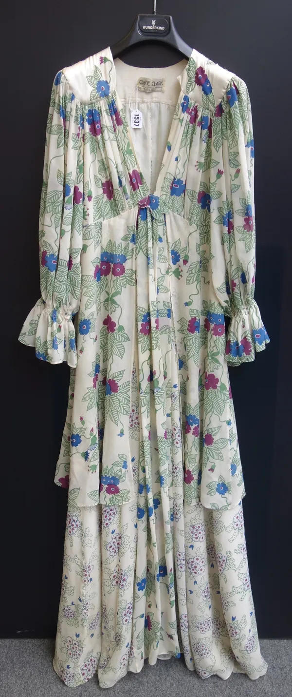 A vintage Ossie Clark floral print chiffon dress, circa 1970, size 12.