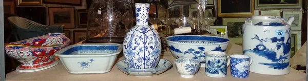 Asian ceramics, including; mainly blue and white examples, a  teapot, a bowl, cups jugs and sundry, (qty).  S3T