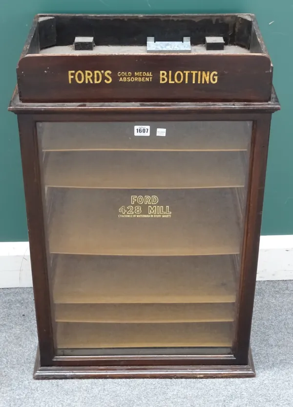 'Ford's Gold Medal Absorbent Blotting', an early 20th century shop display cabinet, 54cm wide x 83cm high x 36cm deep.