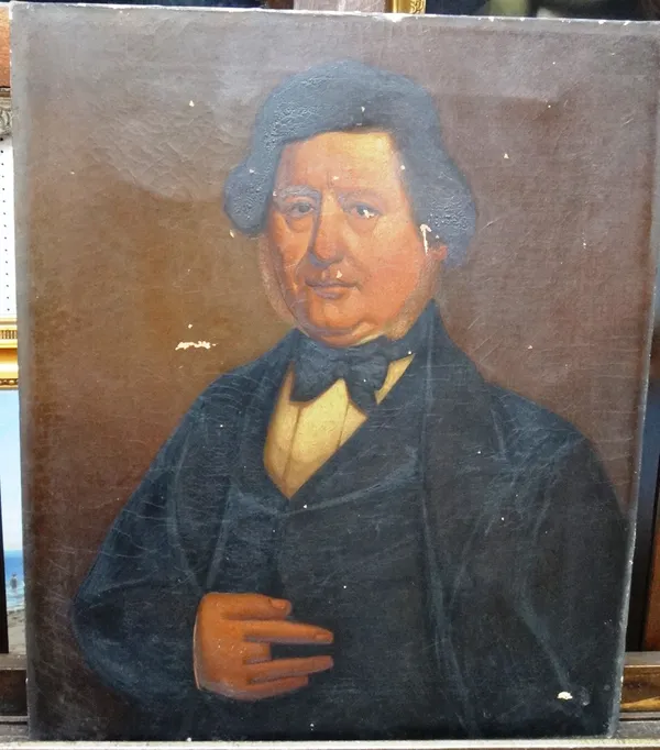 English Provincial School (19th century), Portrait of a gentleman, oil on canvas, unframed, 61cm x 51cm.  D1