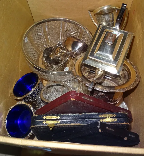 Silver plated wares, including; tea sets, toasts racks, flatware and sundry, (qty).   S1B