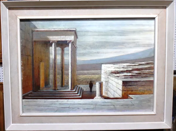 English School (20th century), Barren landscape, oil on board, 42cm x 60cm.  A3