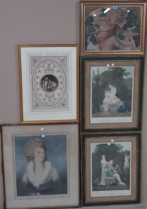 A group of five prints and engravings of figurative subjects, including a pair after Mallet.(5)  C1