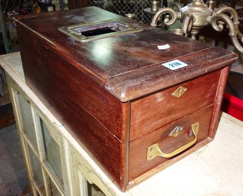 A 19th century mahogany cash till. 43cm long .G4