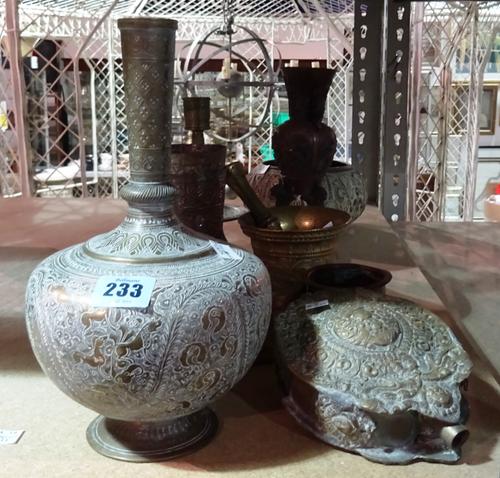 Metalwork collectables, including; Eastern items to include beakers boxes, vases and sundry, (qty). S2T