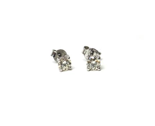A pair of 18ct white gold and diamond single stone earstuds, each claw set with a circular cut diamond, estimated weight of each diamond approx 0.30 c