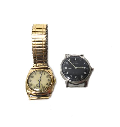 An Omega Seamaster steel circular cased gentleman's wristwatch, the signed black dial with white Arabic numerals and with centre seconds, engraved wit