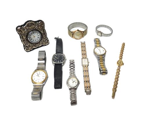 A steel cased Hamilton M.O.D issue wristwatch, the signed black dial with white Arabic numerals and with centre seconds, seven lady's and gentlemen's