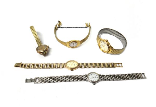 A Rotary Gold 9ct gold lady's bracelet wristwatch, the signed oval dial with gilt baton numerals, gross weight 16.5 gms, a Vertex 9ct gold cased lady'