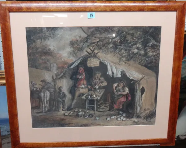 Manner of George Morland, Oysters, tripe and cow heel for sale, watercolour, 45cm x 58cm.  K1