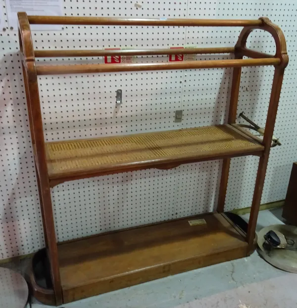 An early 20th century beech two tier valet stand.  A8