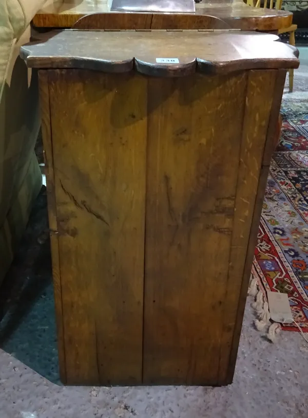 A French oak lift top bread bin, 46cm wide x 72cm high.  I4