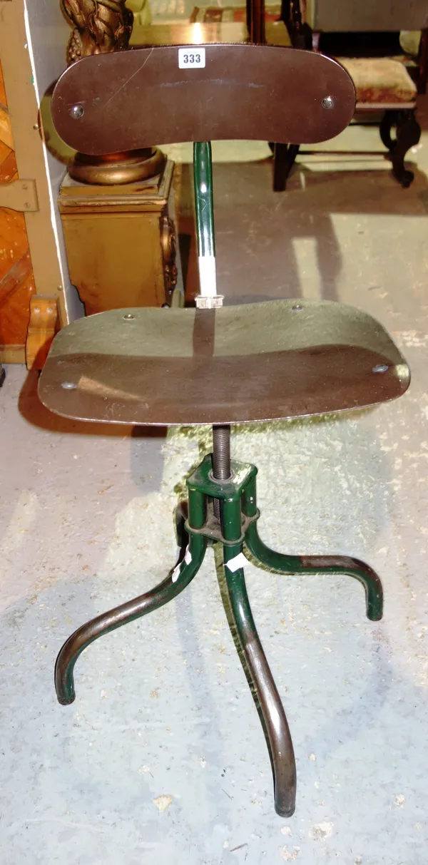 Three various mid-20th century metal framed height adjustable engineer's chairs, (3).  K2