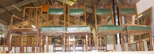 A set of four early 20th century Art Nouveau dining chairs, together with an Edwardian mahogany open armchair, (5).  I2