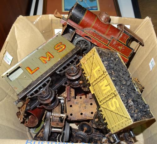 Toys, including; Hornby train items, lead figures and sundry, (qty)  CAB