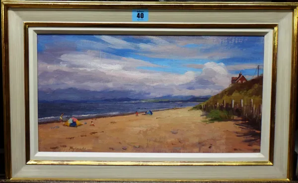 Alison Rylands (20th century), Harlech, oil on board, signed, inscribed on reverse, 24cm x 45cm.  M1