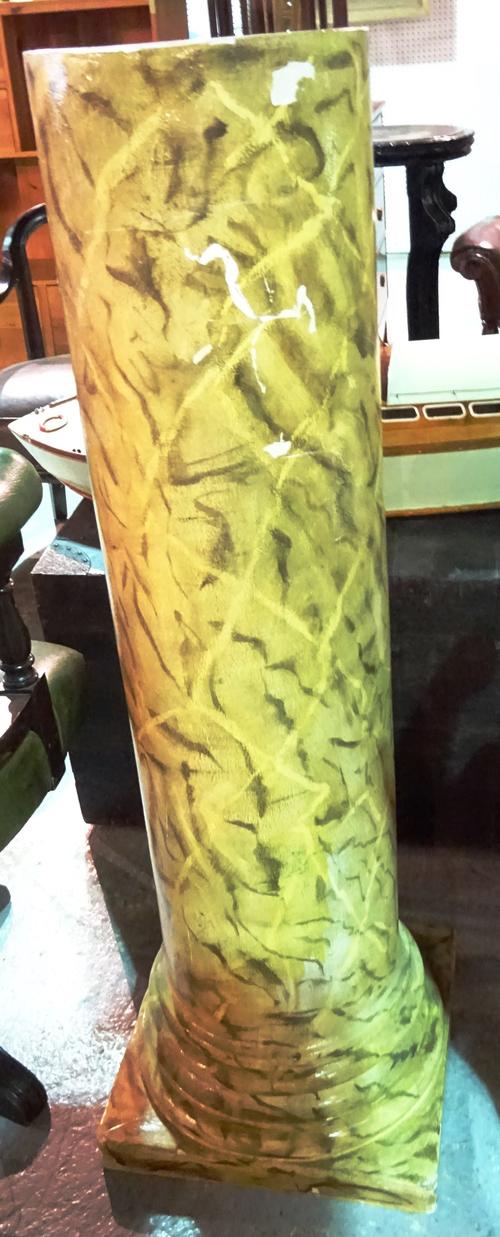 A 20th century faux marble column, on plinth base, 38cm wide x 116cm high.  I7