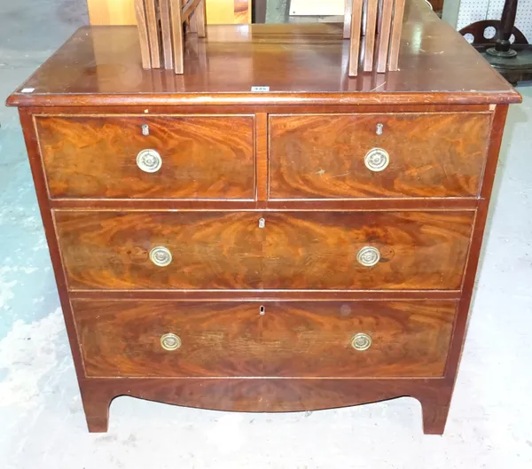 A George III mahogany chest of two short and two long drawers, 90cm wide x 90cm high.  H9