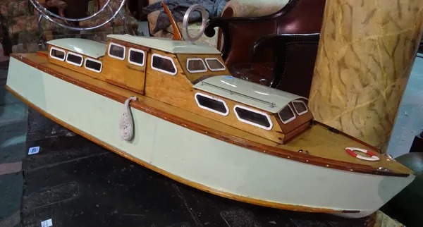'Aero Kit', a 20th century scratch built model of a pond boat, 94cm wide.  I7