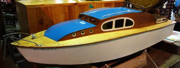'Elvidaro', a 20th century scratch built model of a pond boat, 123cm wide.  H10
