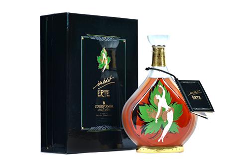 One bottle of Courvoisier 'Inedit' Erte cognac grande champagne, boxed.  Illustrated