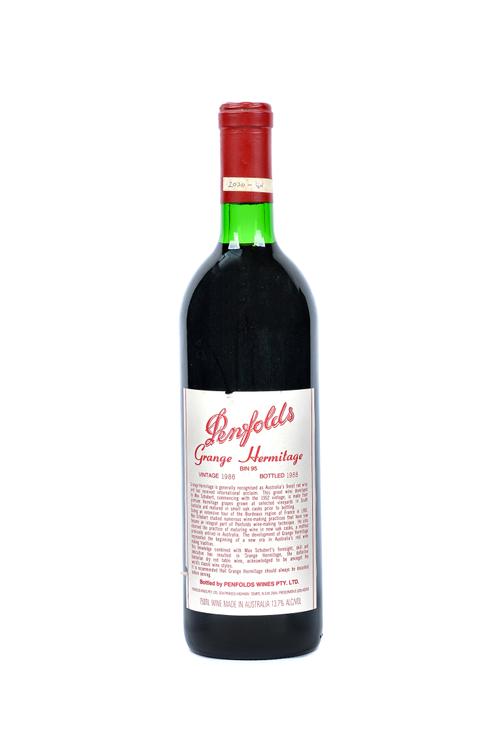 One bottle of 1986 Penfolds Grange Hermitage, Bin 95.  Illustrated
