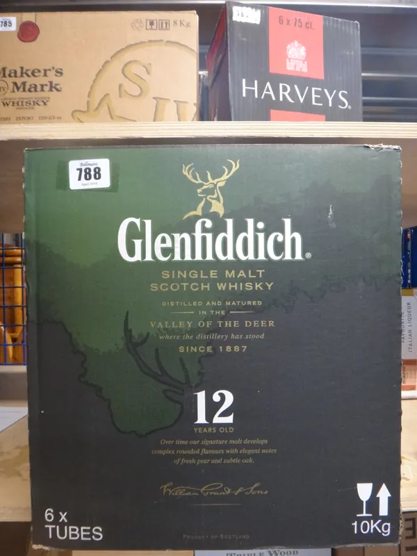 Six bottles of Glenfiddich twelve year old single malt Scotch whisky, (6).