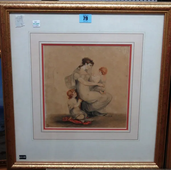 Follower of Adam Buck, Mother and children, watercolour, 23cm x 22cm.  I1